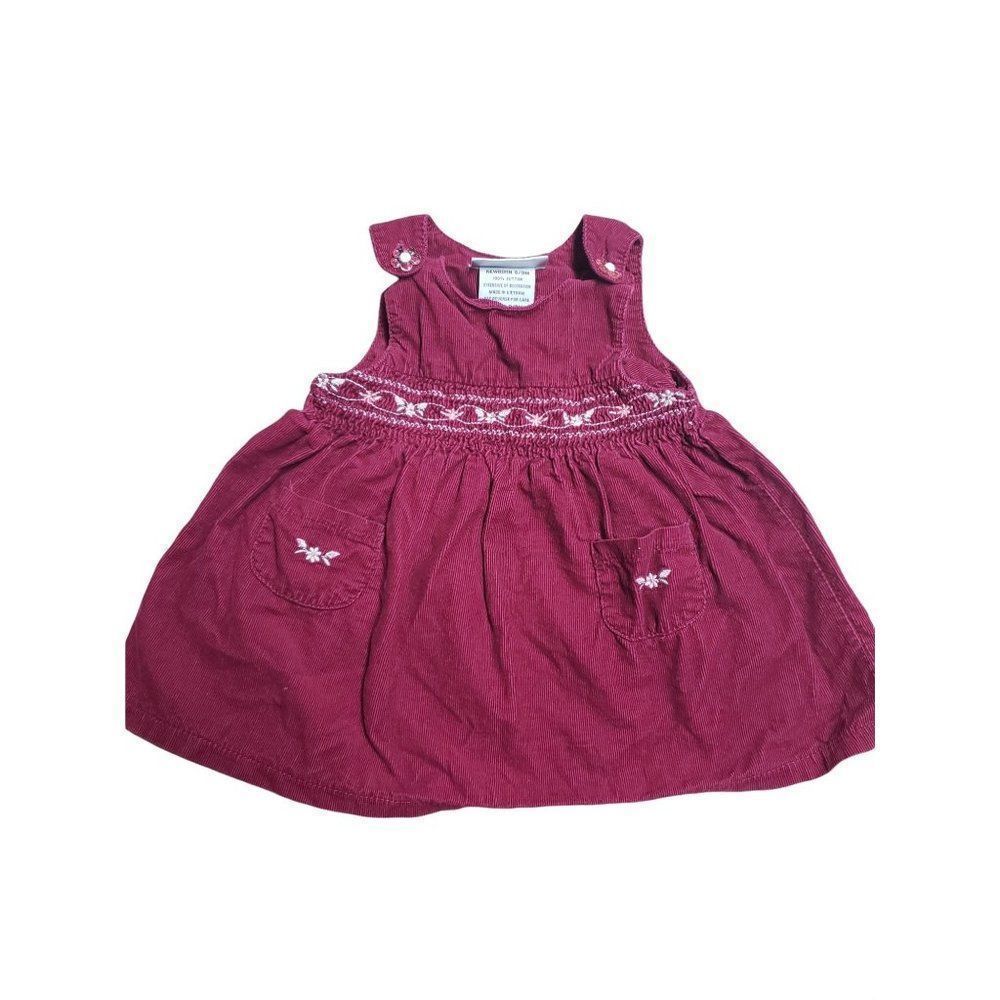 Youngland Burgundy Floral Corduroy Girls Dress Size 6-9 Months